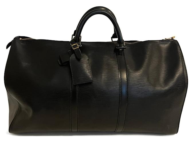 Black Epi Louis Vuitton Keepall 55 Leather  ref.697969