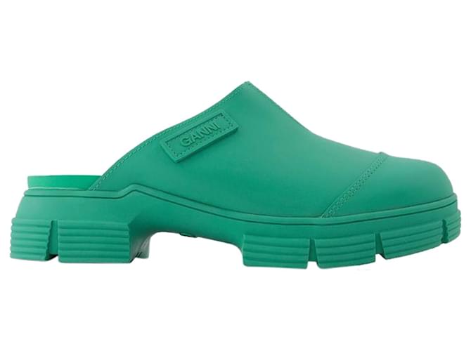 Ganni Green Recycled Rubber Retro Mules  ref.698038