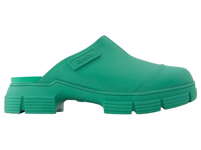 Ganni Green Recycled Rubber Retro Mules  ref.698121