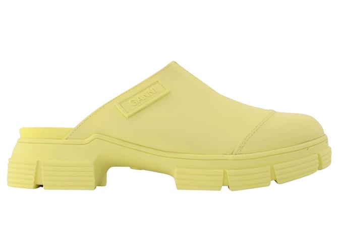Ganni Yellow Recycled Rubber Retro Mules  ref.698122