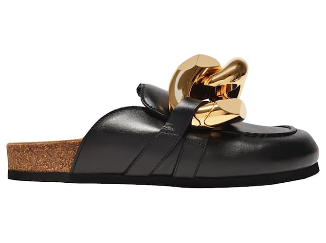 JW Anderson Chain Loafer Slides in Black Leather  ref.698171