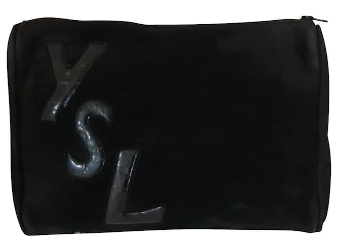 Yves Saint Laurent Bolsos de embrague Negro Gamuza  ref.698251