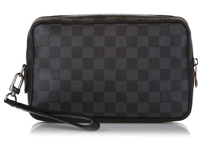 Louis Vuitton Black Damier Graphite Alpha Grey Leather Cloth Pony-style calfskin  ref.698307
