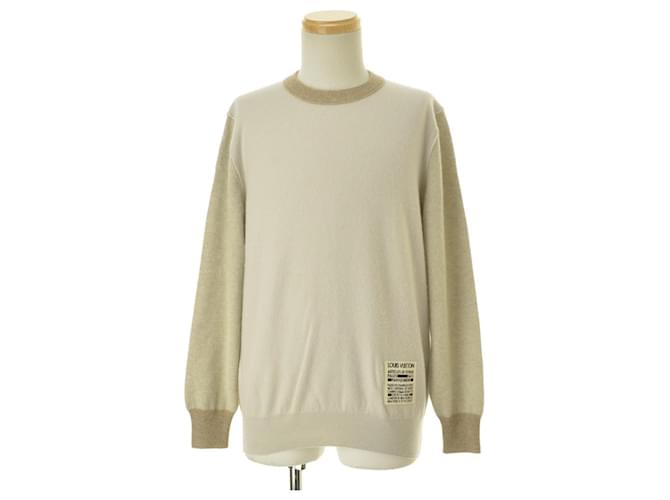 Louis Vuitton Crew Neck Long Sleeve Sweater Beige Cashmere  ref.698320
