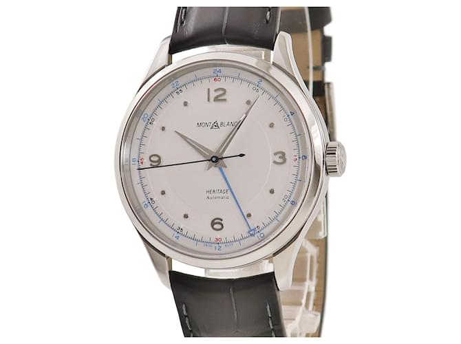 Relógio Montblanc Heritage Dual Time Cinza Aço  ref.698325