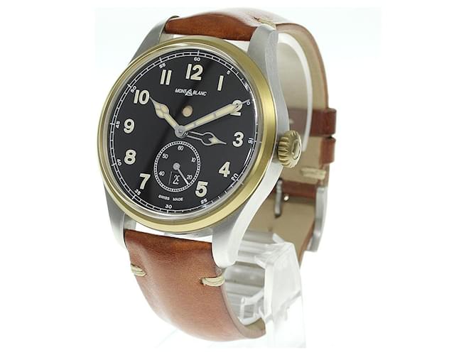 Relógio Automático Montblanc Marrom Bronze Couro Aço  ref.698336