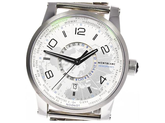 Montblanc TimeWalker Hora mundial Automático Hardware de plata Acero  ref.698338