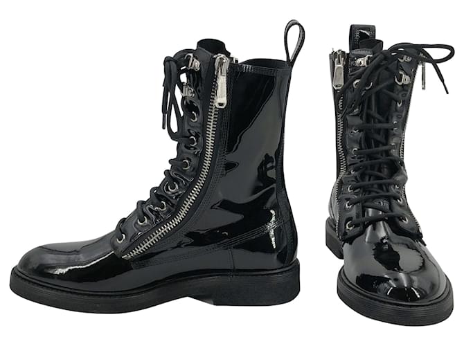 Balmain boots in black patent leather with zip  ref.698393