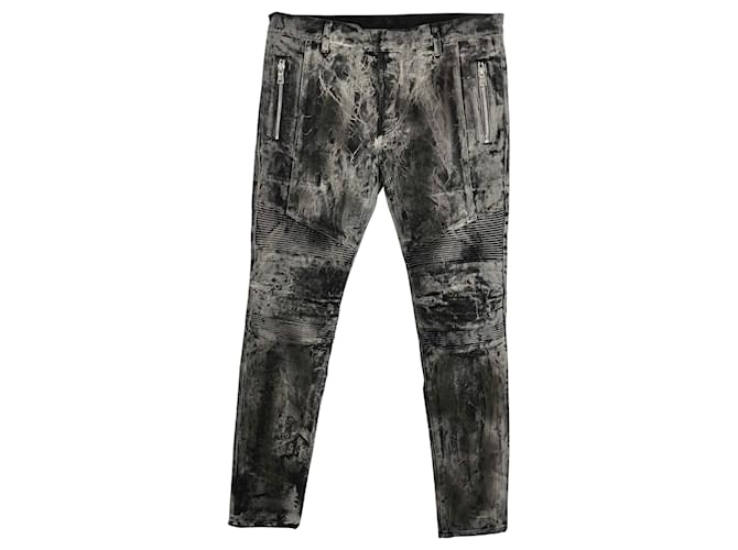 Balmain-Jeans aus marmoriertem Denim Grau John  ref.698395