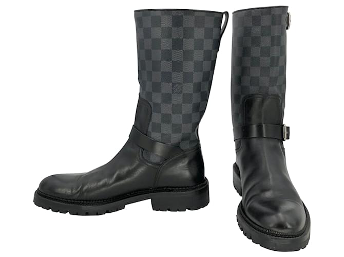 Louis Vuitton boots in graphite damier Grey Leather ref.698405
