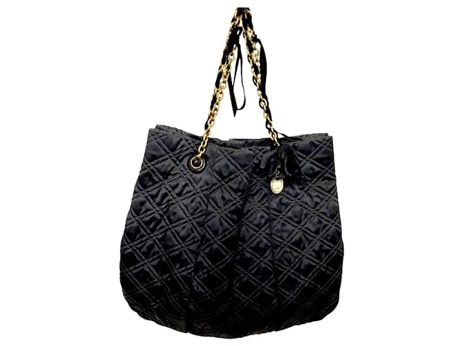 Lanvin tote bag in black quilted satin  ref.698415