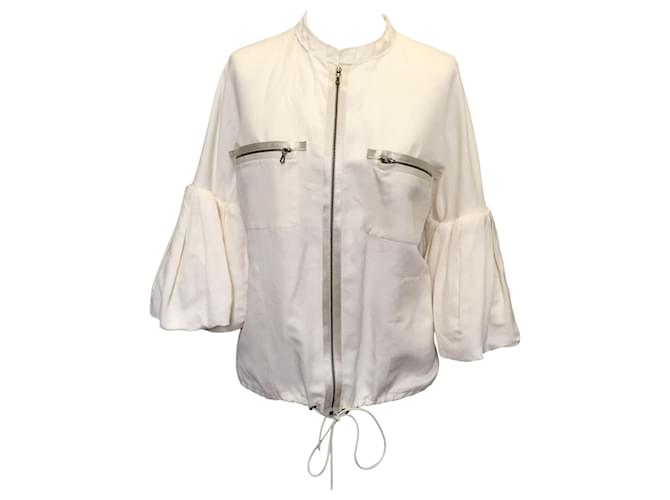 Lanvin jacket in cream linen with bell sleeves White  ref.698449