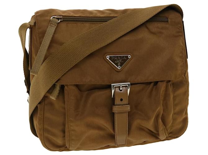 PRADA Shoulder Bag Nylon Brown Auth ki2425  ref.698541
