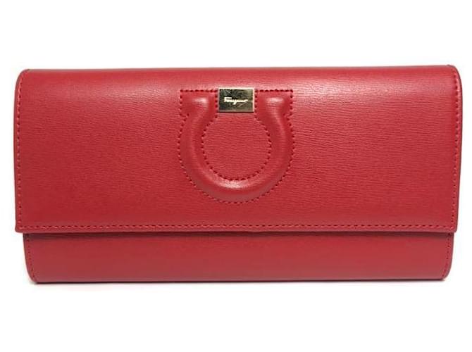 Authentic Salvatore Ferragamo  Long Wallet Red Leather  ref.698649