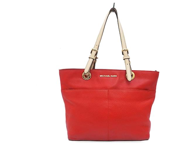 Michael Kors leather tote bag in red Cream  ref.698658