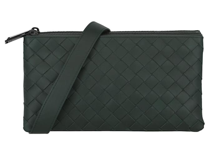 Bottega Veneta Intrecciato Leather Messenger Bag Green  ref.698673