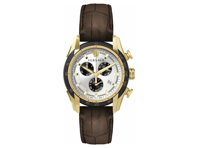 Relógio de Pulseira Versace V-Ray Dourado Metálico  ref.698873