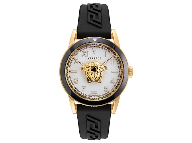 Relógio de silicone Versace V-Palazzo Dourado Metálico  ref.698874
