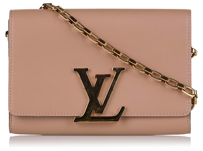 Louis Vuitton Brown Chain Louise GM Beige Leather Pony-style