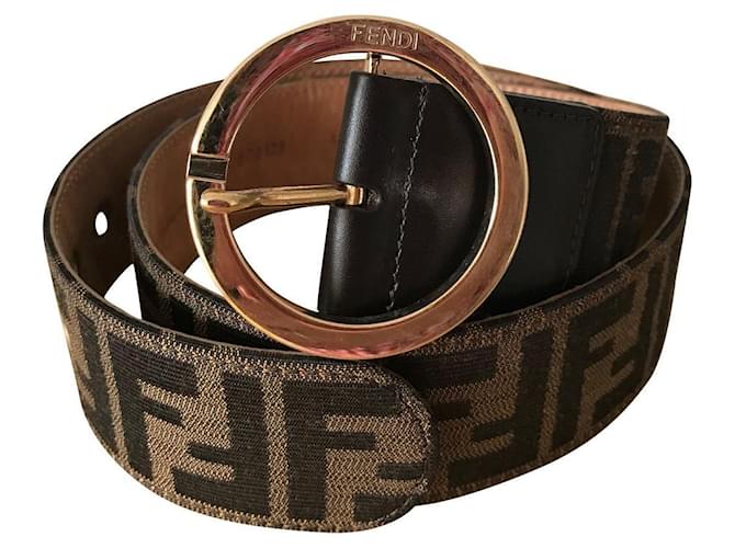 Fendi Belts Brown Gold hardware Leather  ref.699019