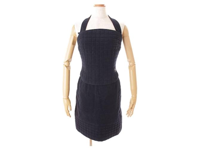 *Chanel Chocolate Bar Cotton Tops & Skirts Setup Navy 38 Coton Bleu Marine  ref.699029