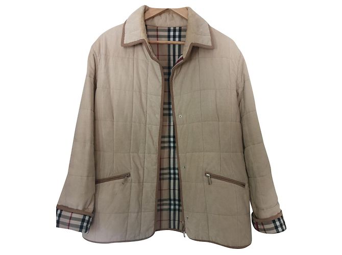 Abrigo Burberry de pana beige algodón