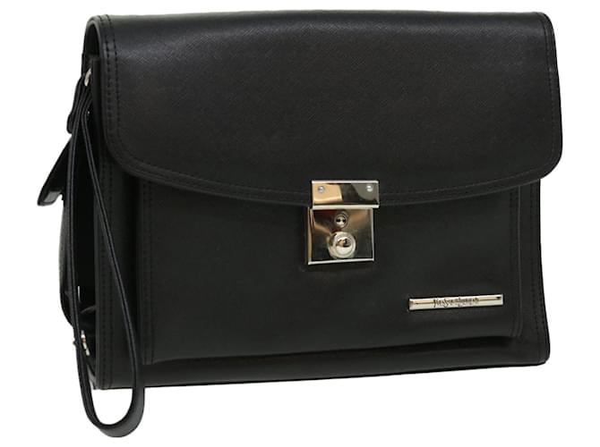 SAINT LAURENT Clutch Bag Leather Black Auth 32493  ref.699147