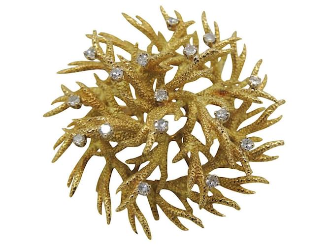 Autre Marque UNSIGNED MAGNIFICENT YELLOW GOLD AND DIAMONDS BROOCH Golden  ref.699215