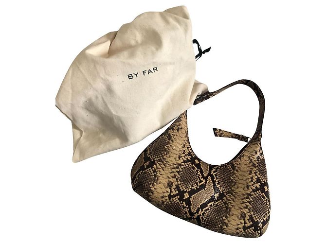 Autre Marque Bolsa de mão By Far Python em couro bege
