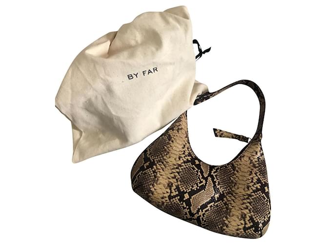 Autre Marque By Far Python Leder Handtasche Beige 
