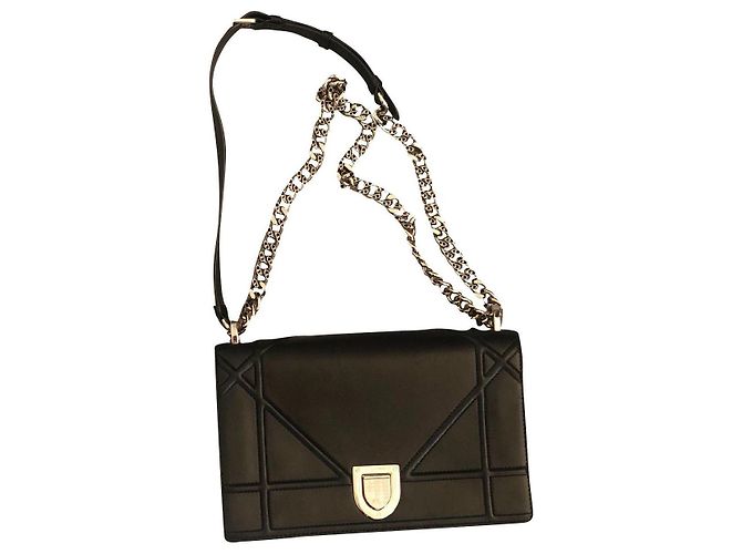 Bolsa de mão Dior Diorama em couro preto