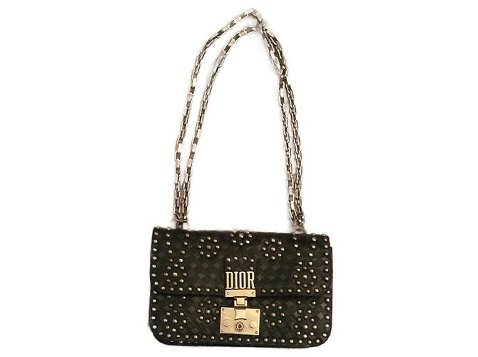 Dior Addict Leder Handtasche schwarz mit Nieten