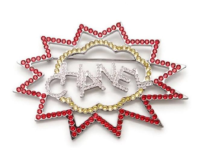 * Broche Chanel 3 Colores Diamante de imitación B17-Lote de pines K Multicolor Plateado  ref.699336