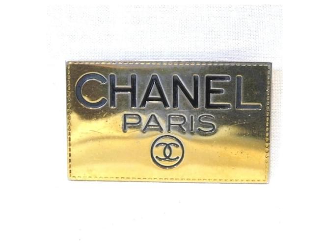 * CHANEL Logo Plaque Broche Vintage Marque Accessoire Plaqué or Doré  ref.699339