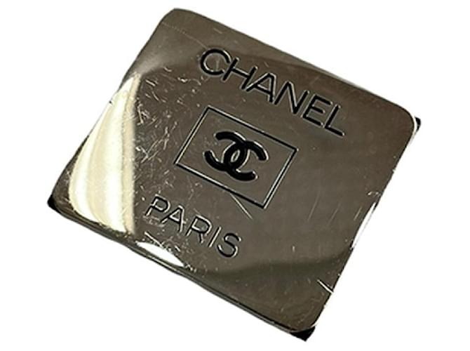 Chanel * canal 97Broche cuadrado con logotipo de la marca P Coco en plata Metal  ref.699340