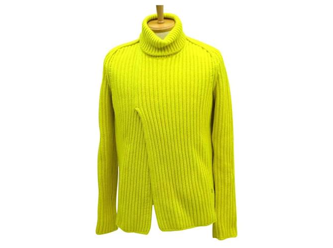 Louis Vuitton suéter gola alta com fenda canelada Amarelo Casimira Lã  ref.699475
