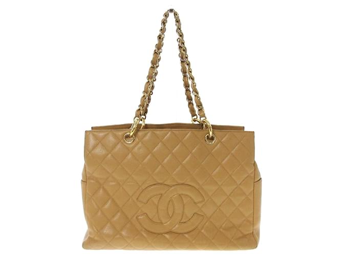 Chanel shopping Cuir Beige  ref.699499