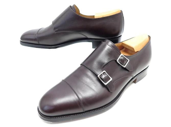 JM WESTON SHOES 237 9.5E 43.5 lined BUCKLE DERBY BURGUNDY LEATHER SHOES Dark red  ref.699509
