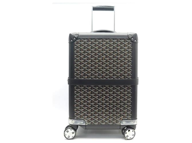 NEW GOYARD TROLLEY BOURGET PM SUITCASE MONOGRAMMED CANVAS & BLACK LEATHER CASE NEW  ref.699521
