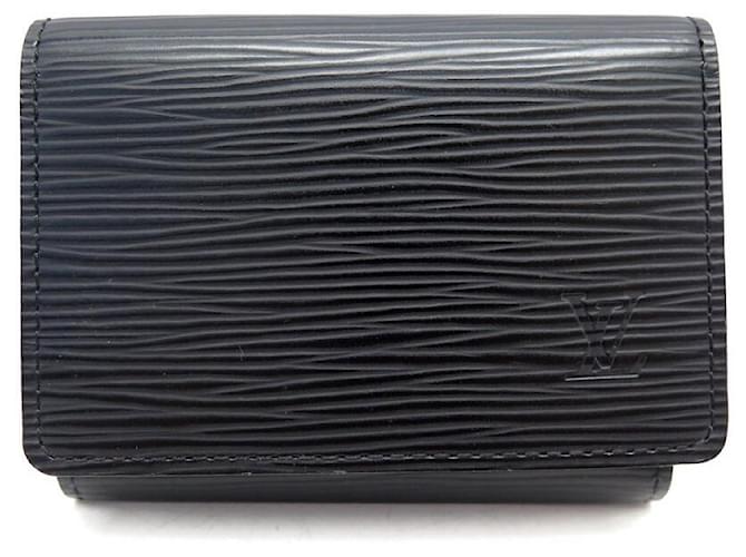 NEW LOUIS VUITTON CARD HOLDER IN BLACK EPI LEATHER BLACK LEATHER CARD HOLDER  ref.699525
