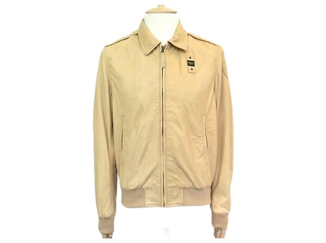 BLAUER JACKET 18SBLUL02197 BEIGE LEATHER JACKET 48 M LEATHER JACKET COAT