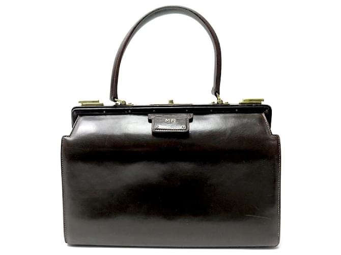 Hermès VINTAGE HERMES HANDBAG 404 DOCTOR'S CASE IN BROWN BOX LEATHER HAND BAG  ref.699586