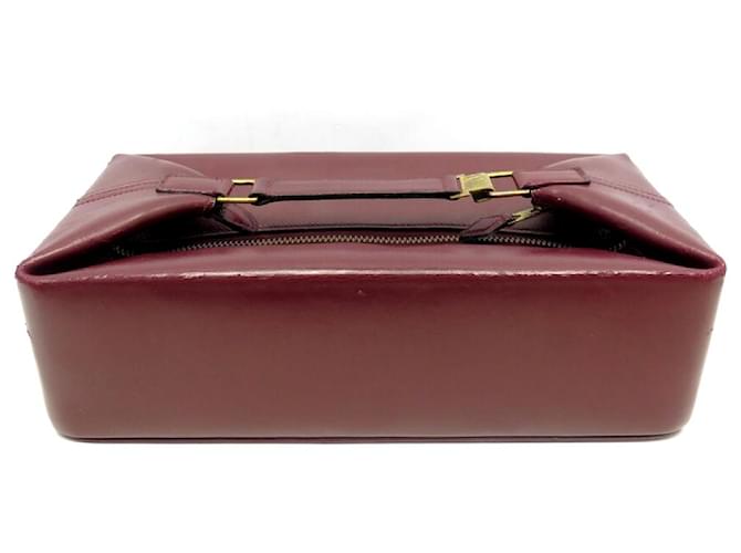 Hermès VINTAGE TOILETRY BAG HERMES POCKET CLOCHE LEATHER BOX RED BORDEAUX TOILETRY Dark red  ref.699589