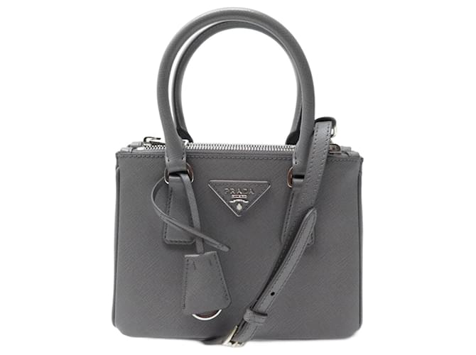 NEUF MINI SAC A MAIN PRADA GALLERIA 1BA906 EN CUIR SAFFIANO GRIS HAND BAG  ref.699616