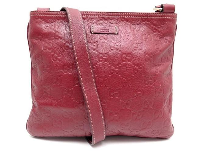 NEUF SAC SACOCHE GUCCI GUCCISSIMA 201538 BANDOULIERE EN CUIR MESSENGER BAG Rouge  ref.699623