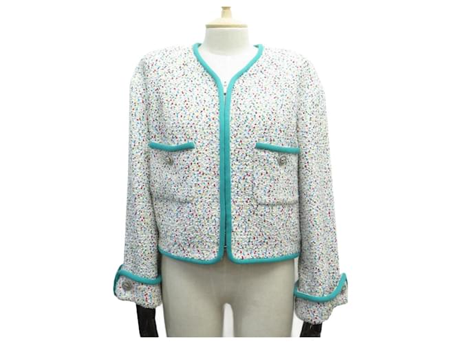 CHANEL P JACKET56354 taille 38 M IN TWEED MULTICOLOR COTTON JACKET Multiple colors  ref.699641