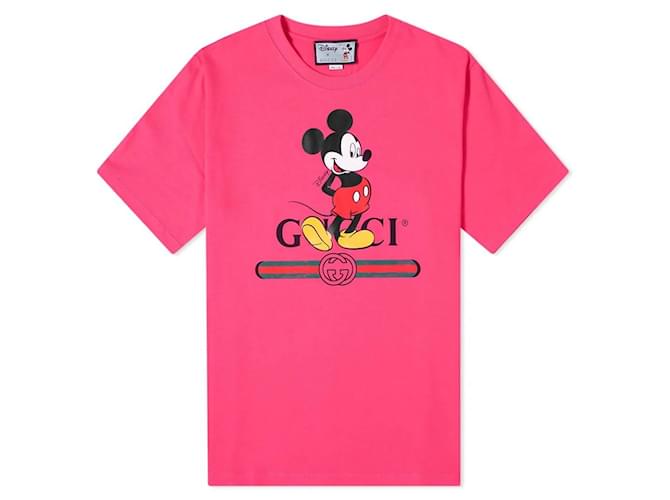 Gucci x Disney Mickey Mouse T-shirt Pink Cotton  ref.699745