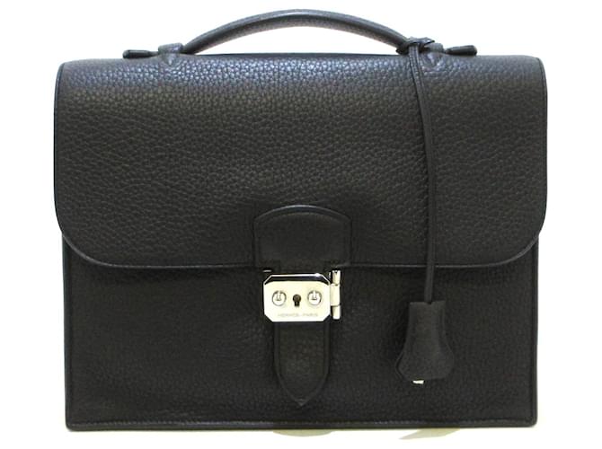 Sac à dépêches Hermès Hermes Sac a Depeches Black Leather  ref.699773