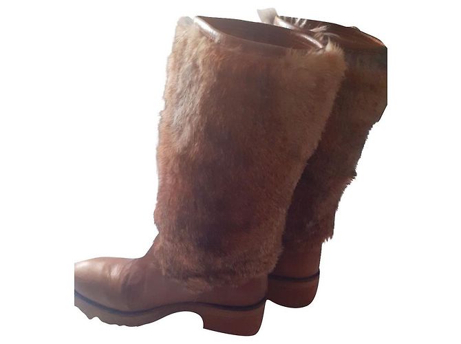 Autre Marque Botas de piel marrón oscuro