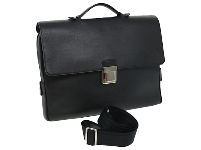 LOUIS VUITTON Taiga Vasili PM Business Bag Black M32640 LV Auth 32356a Leather  ref.700192